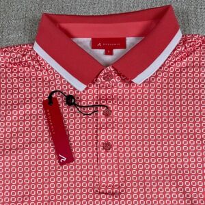 NEW REDVANLY Mens Large Coral Geometric Print Devine Polo Shirt Golf R2504